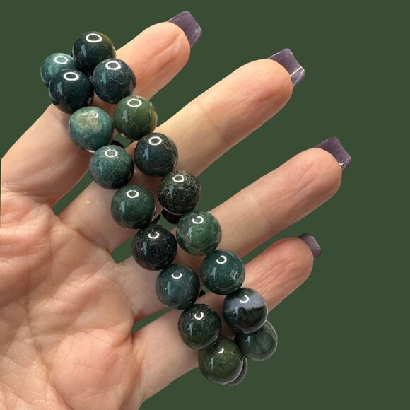 Moss Agate Green Natural Bracelet Jewlery Healing Crystal Stone bangle NEW - Picture 12 of 12